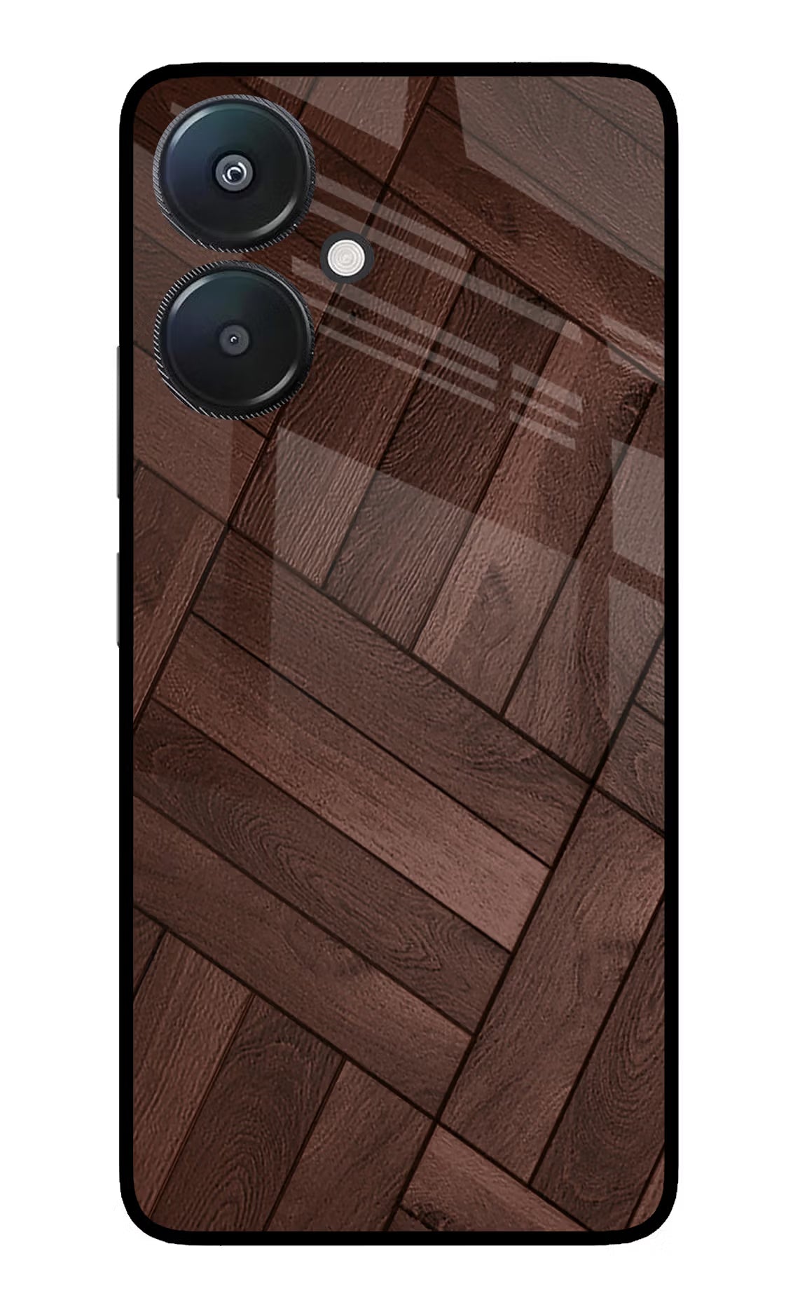 Wooden Texture Design Redmi 13C 5G Glass Case Back Cover by Casekaro