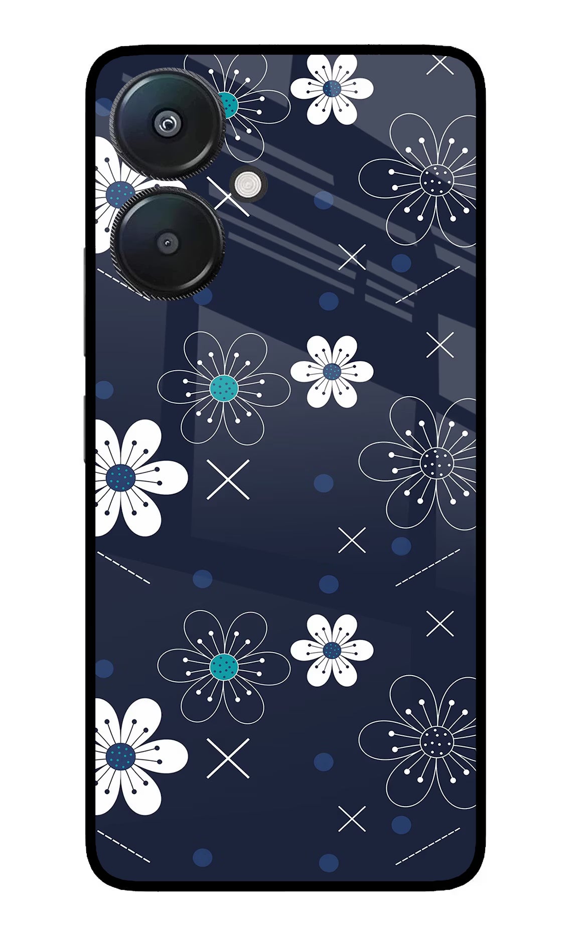Flowers Redmi 13C 5G Glass Case Back Cover by Casekaro