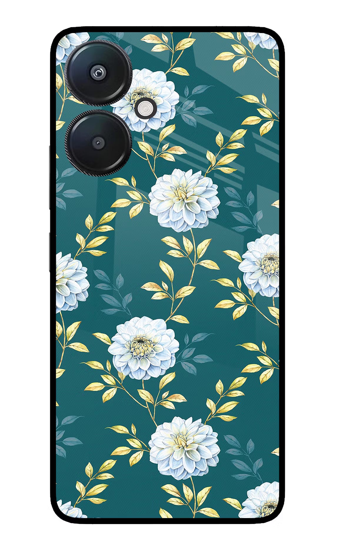 Flowers Redmi 13C 5G Glass Case Back Cover by Casekaro