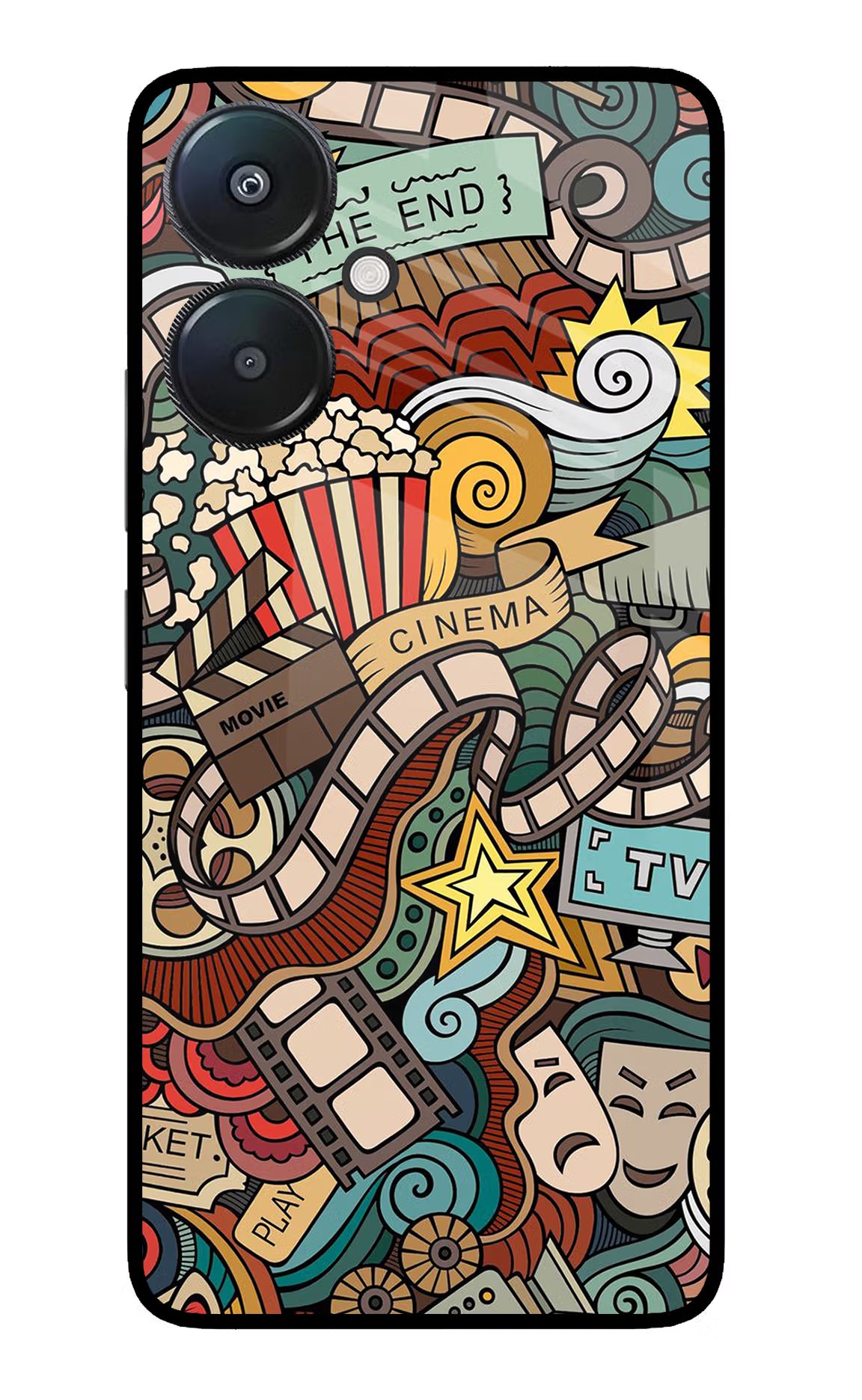 Cinema Abstract Redmi 13C 5G Glass Case Back Cover by Casekaro