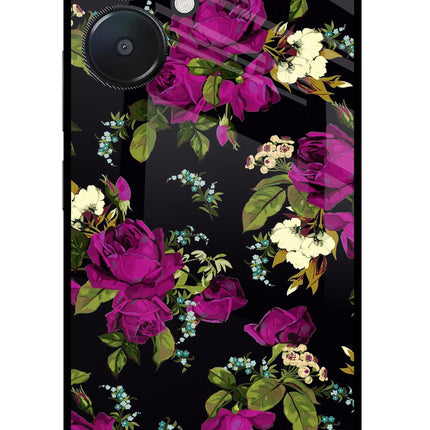 Flowers Redmi 13C 5G Glass Case Back Cover by Casekaro