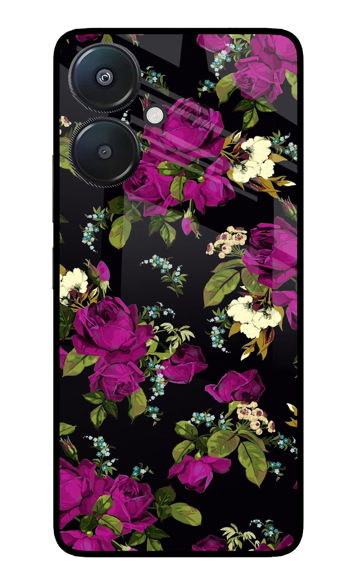 Flowers Redmi 13C 5G Glass Case Back Cover by Casekaro