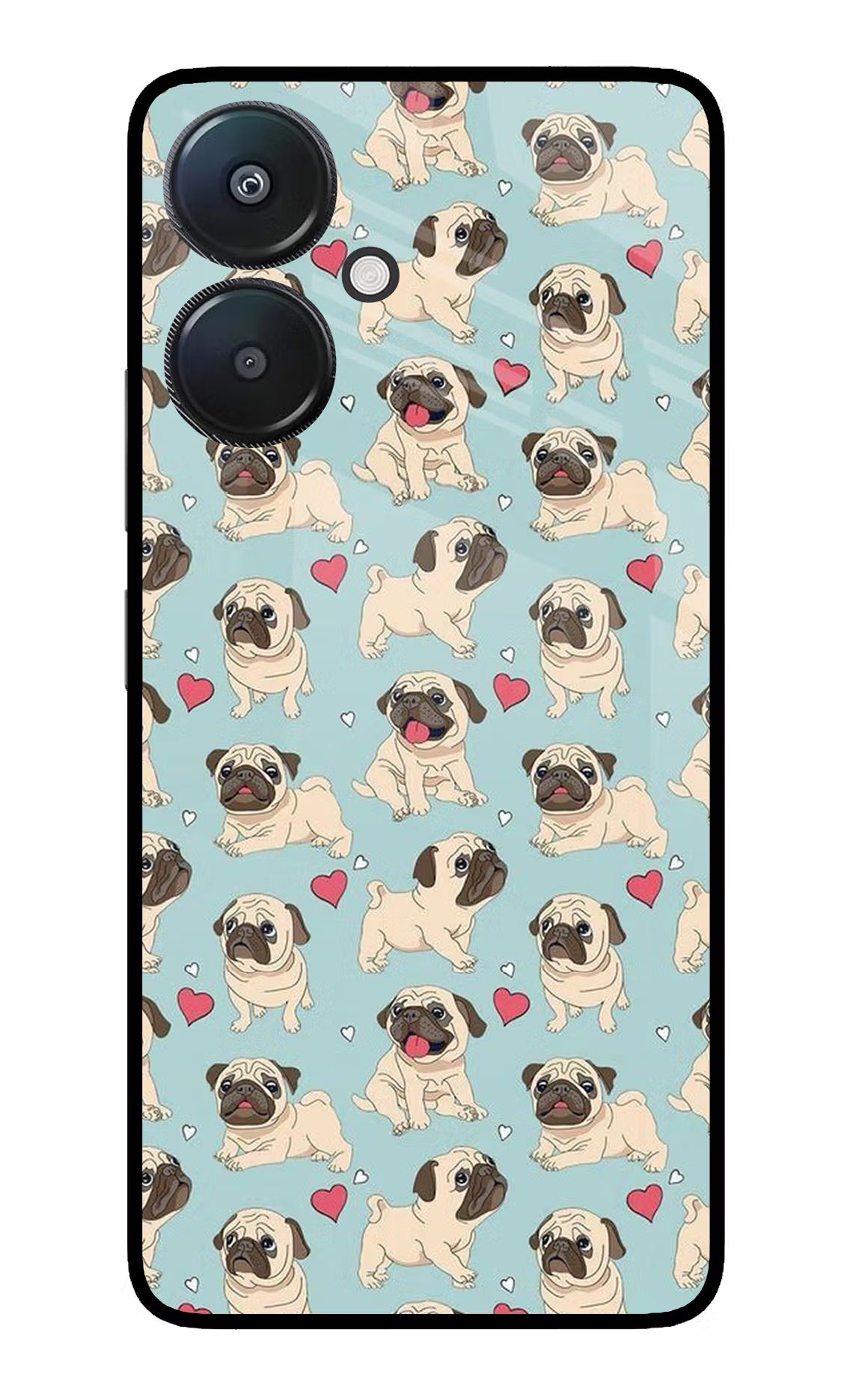 Pug Dog Redmi 13C 5G Glass Case Back Cover by Casekaro