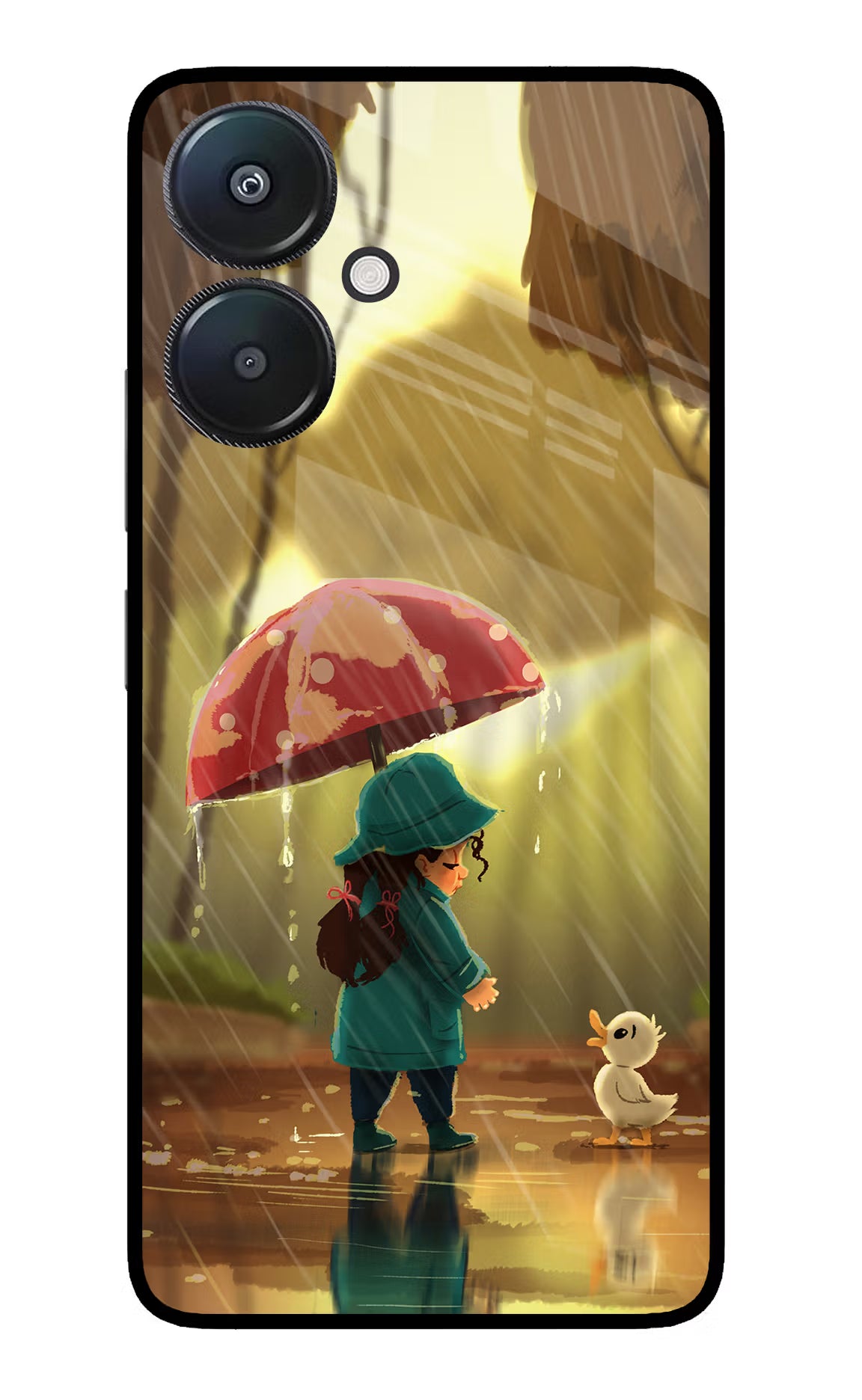 Rainy Day Redmi 13C 5G Glass Case Back Cover by Casekaro