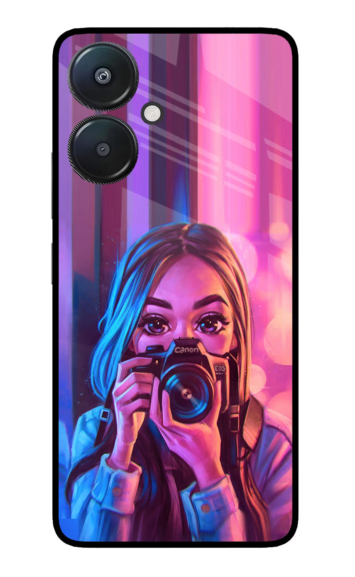 Girl Photographer Redmi 13C 5G Glass Case Back Cover by Casekaro