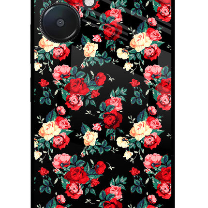 Rose Pattern Redmi 13C 5G Glass Case