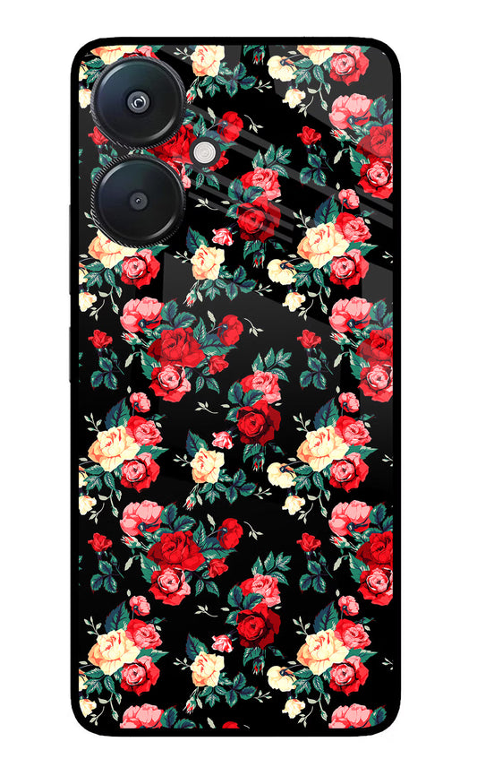 Rose Pattern Redmi 13C 5G Glass Case