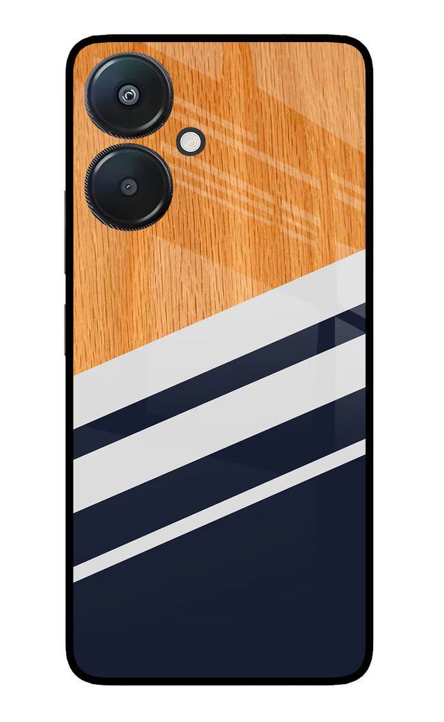 Blue and white wooden Redmi 13C 5G Glass Case