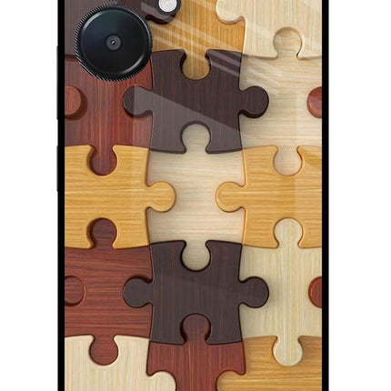Wooden Puzzle Redmi 13C 5G Glass Case