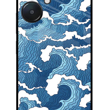 Blue Waves Redmi 13C 5G Glass Case