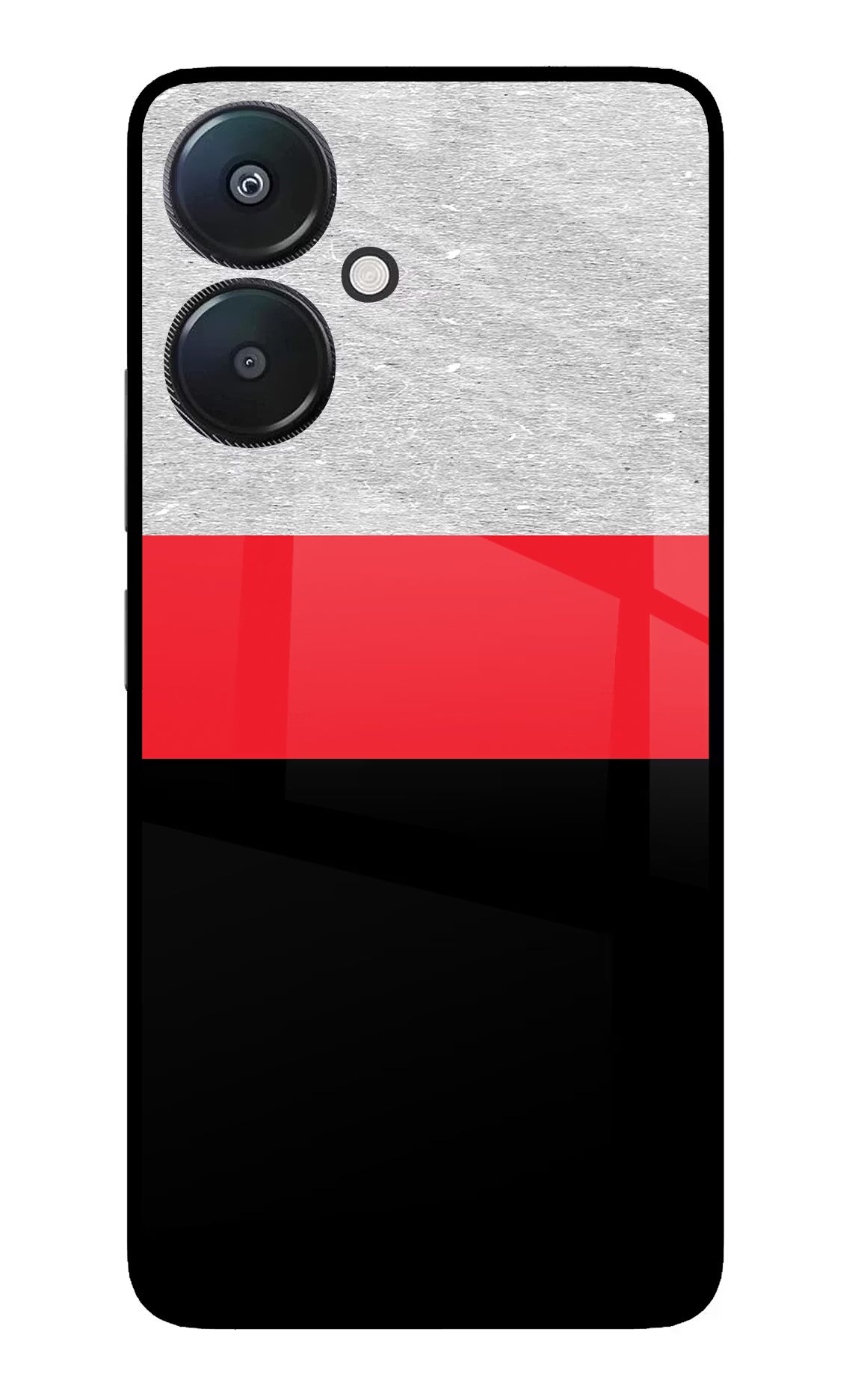 Tri Color Pattern Redmi 13C 5G Glass Case Back Cover by Casekaro
