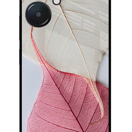 White Pink Leaf Redmi 13C 5G Glass Case