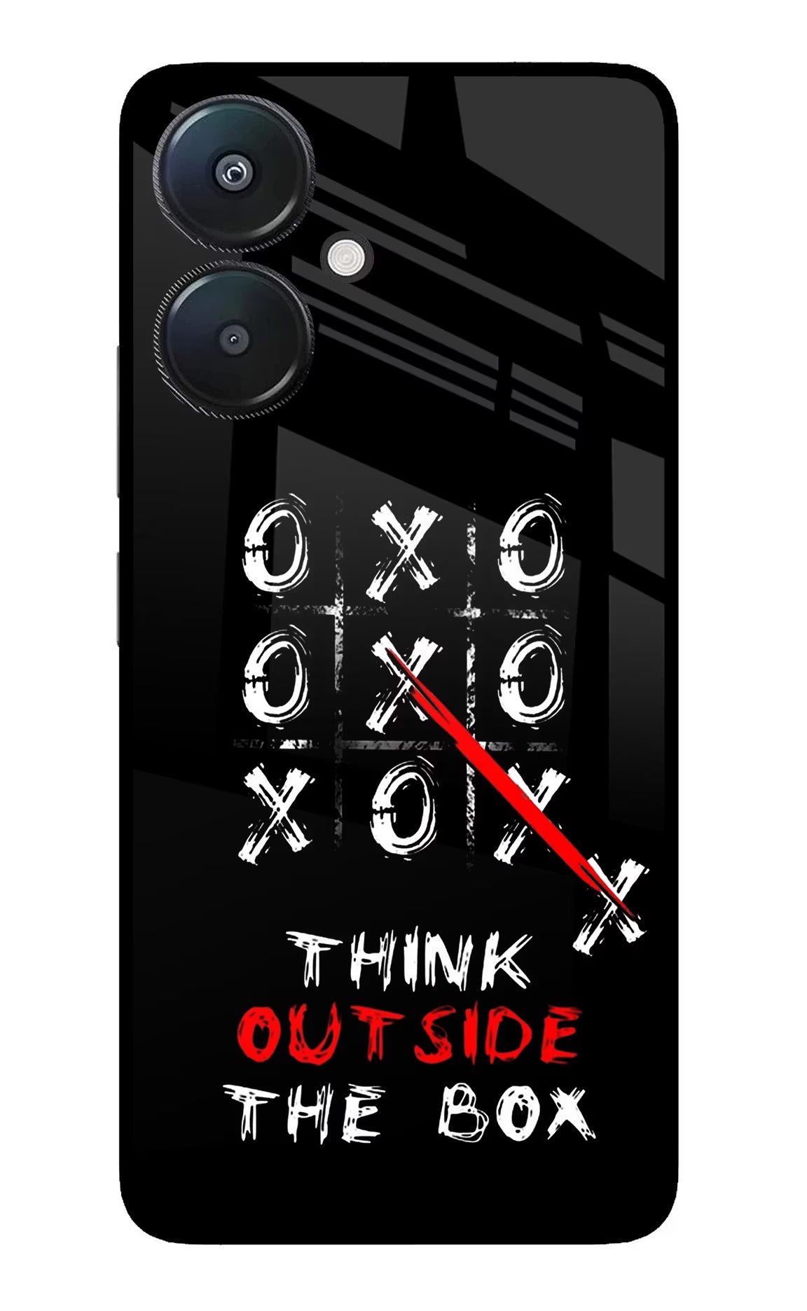 Think out of the BOX Redmi 13C 5G Glass Case Back Cover by Casekaro
