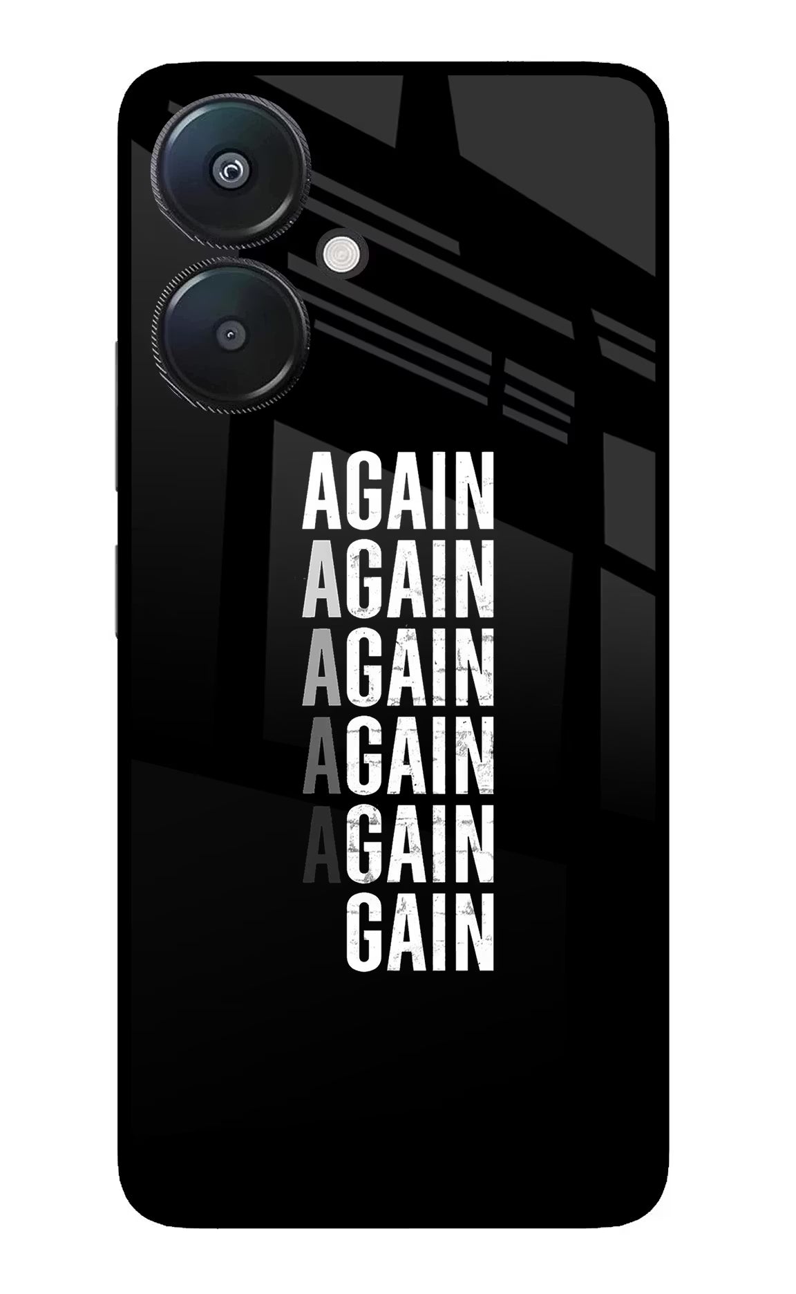 Again Again Gain Redmi 13C 5G Glass Case Back Cover by Casekaro
