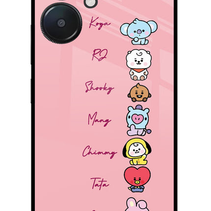 BTS names Redmi 13C 5G Glass Case