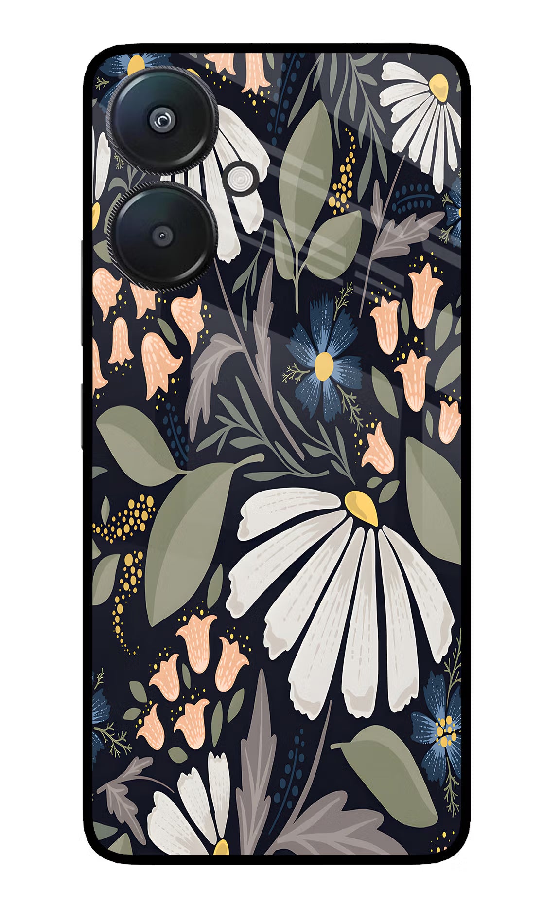 Flowers Art Redmi 13C 5G Glass Case Back Cover by Casekaro