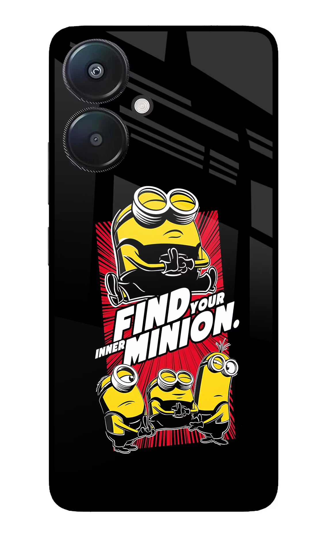 Find your inner Minion Redmi 13C 5G Glass Case Back Cover by Casekaro