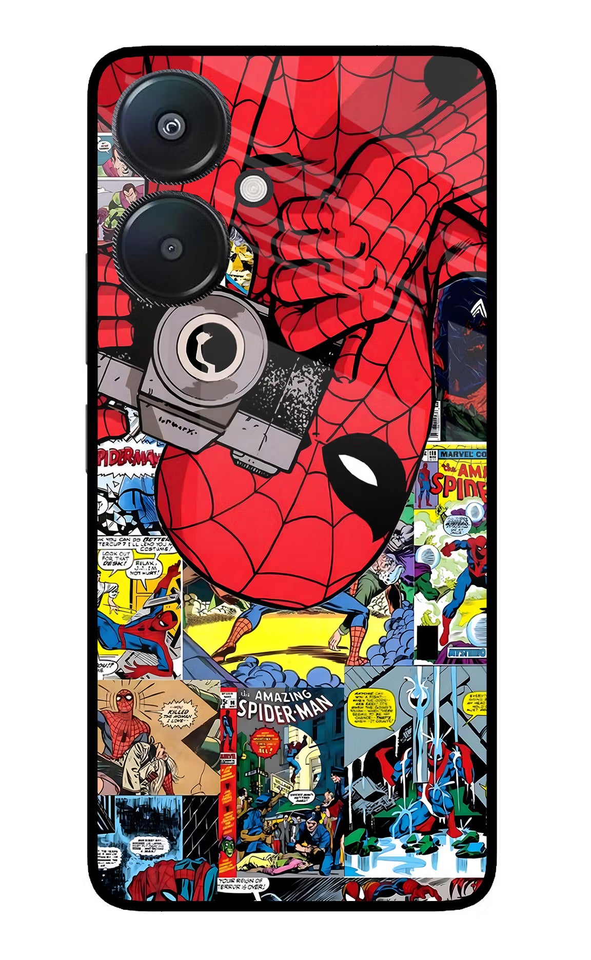 Spider Man Redmi 13C 5G Glass Case Back Cover by Casekaro