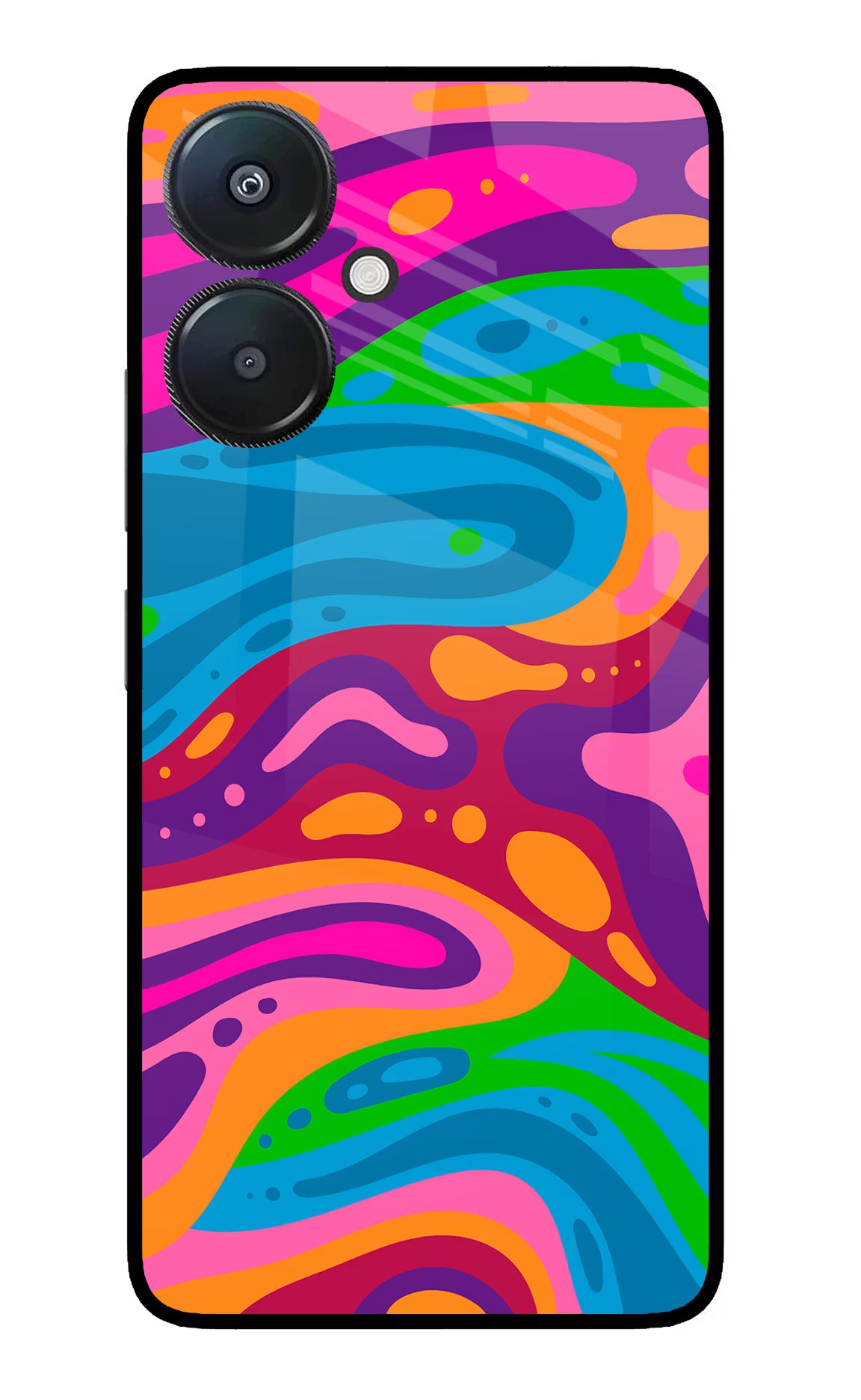 Trippy Pattern Redmi 13C 5G Glass Case Back Cover by Casekaro