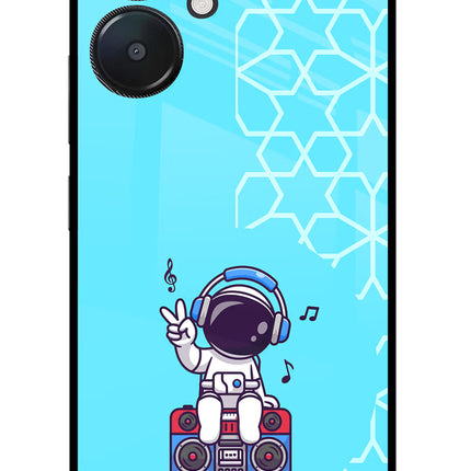 Cute Astronaut Chilling Redmi 13C 5G Glass Case