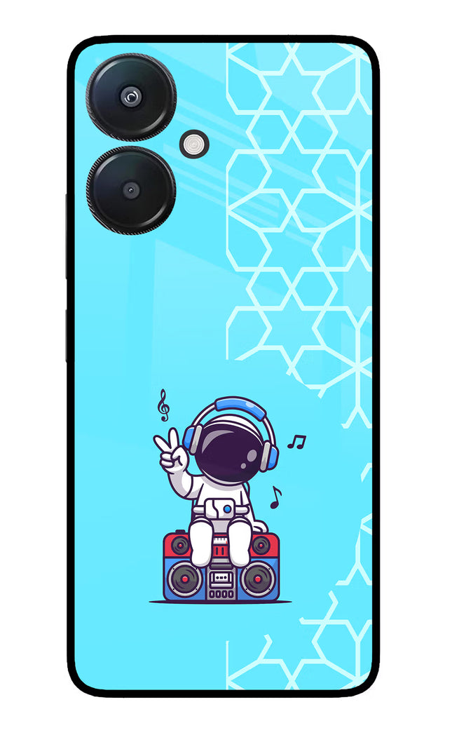 Cute Astronaut Chilling Redmi 13C 5G Glass Case
