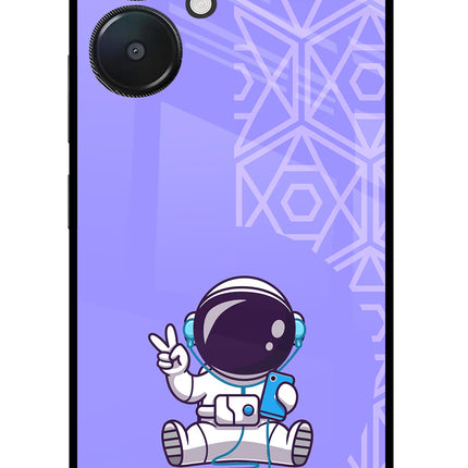 Cute Astronaut Chilling Redmi 13C 5G Glass Case