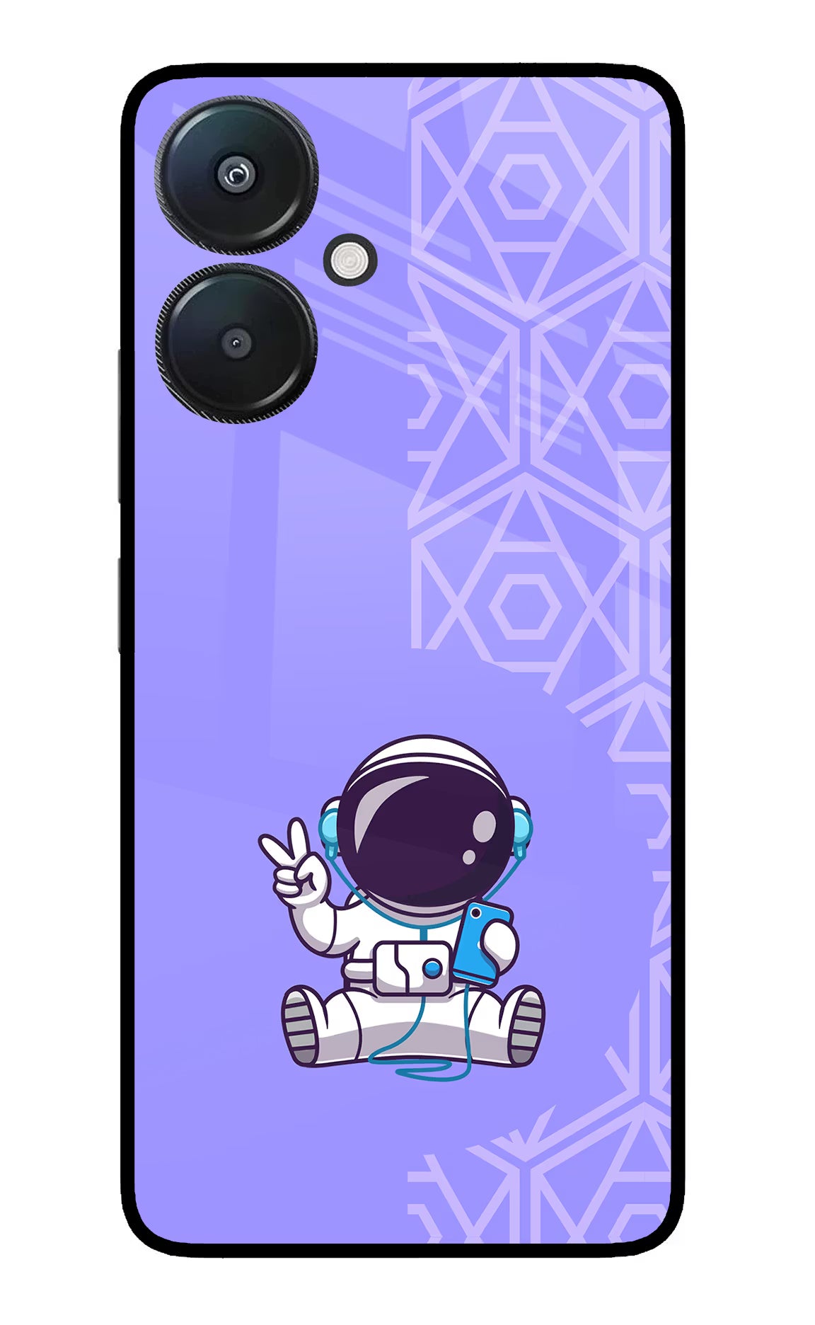 Cute Astronaut Chilling Redmi 13C 5G Glass Case Back Cover by Casekaro