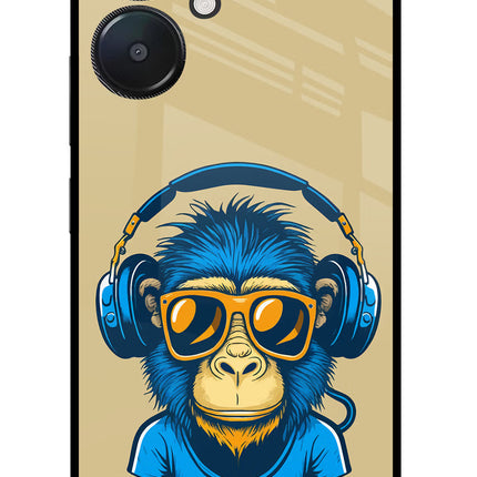 Monkey Headphone Redmi 13C 5G Glass Case
