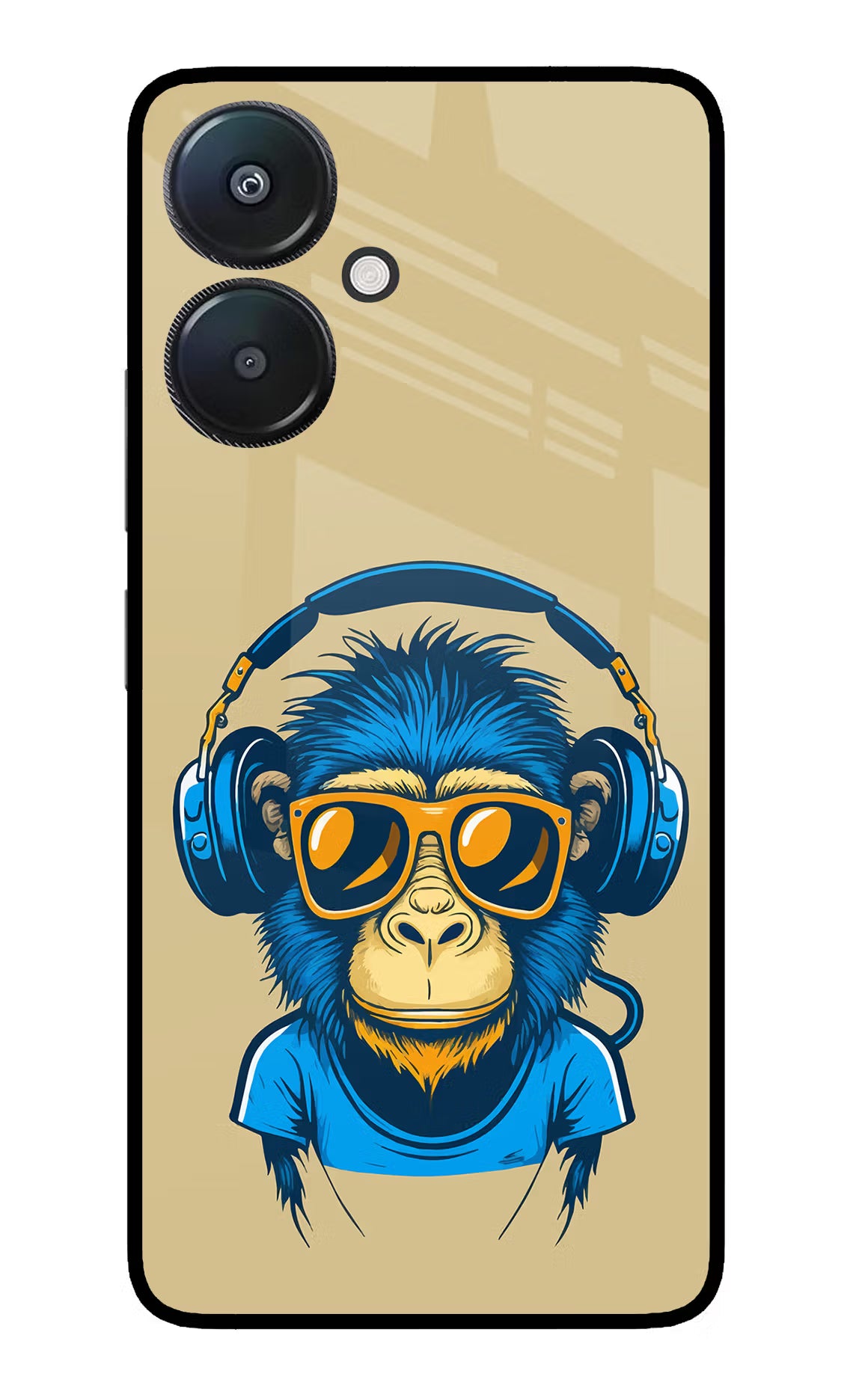 Monkey Headphone Redmi 13C 5G Glass Case Back Cover by Casekaro