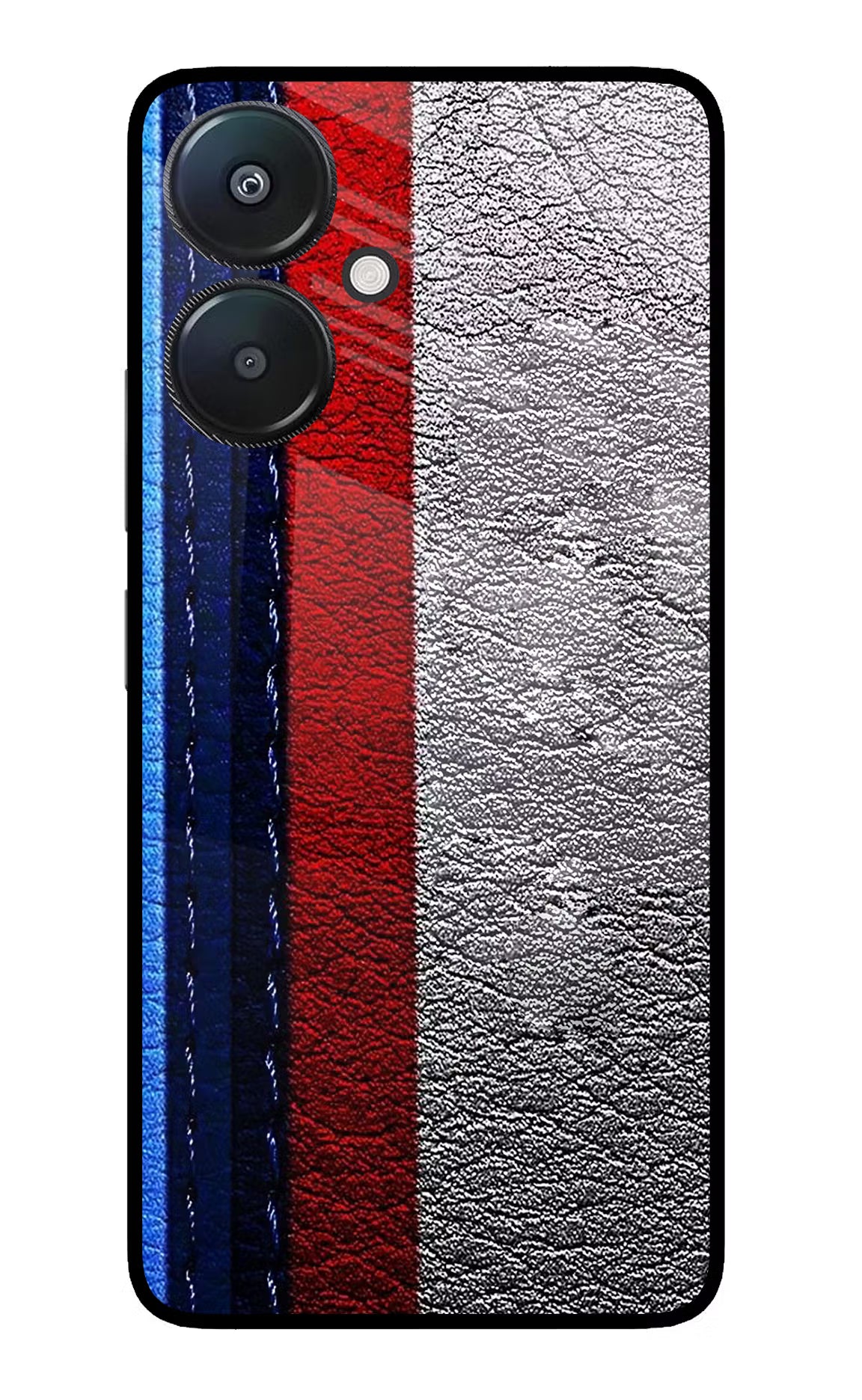 BMW Stripes Redmi 13C 5G Glass Case Back Cover by Casekaro