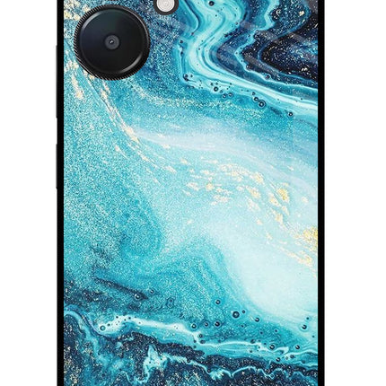Blue Glitter Marble Redmi 13C 5G Glass Case