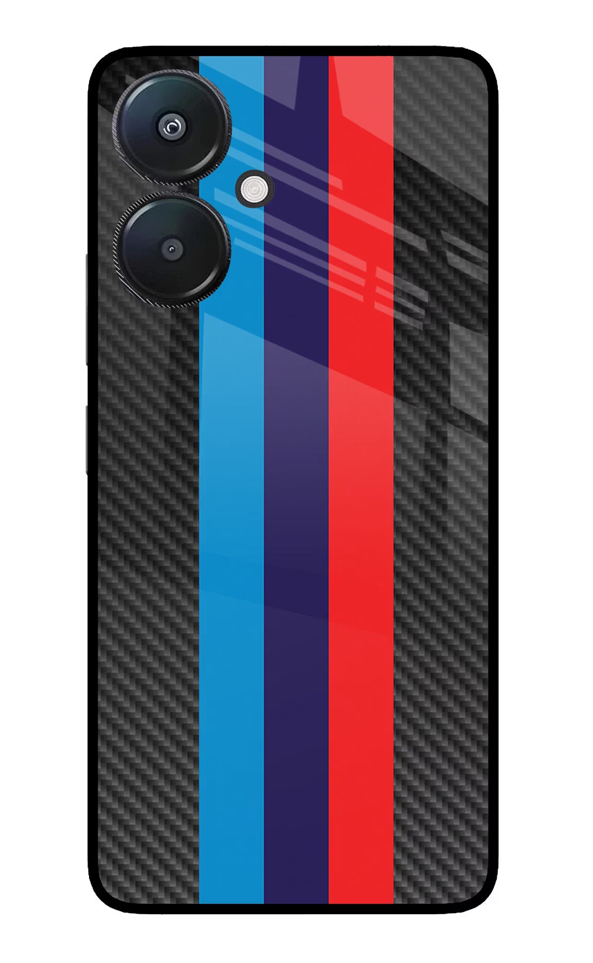 BMW Stripes Pattern Redmi 13C 5G Glass Case Back Cover by Casekaro