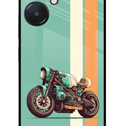 Striped Moto Drift Redmi 13C 5G Glass Case