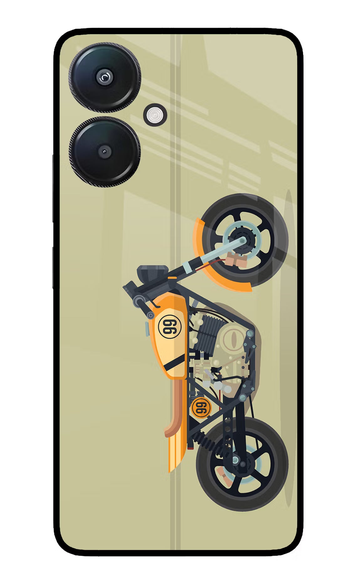 Vertical Speedster Redmi 13C 5G Glass Case Back Cover by Casekaro