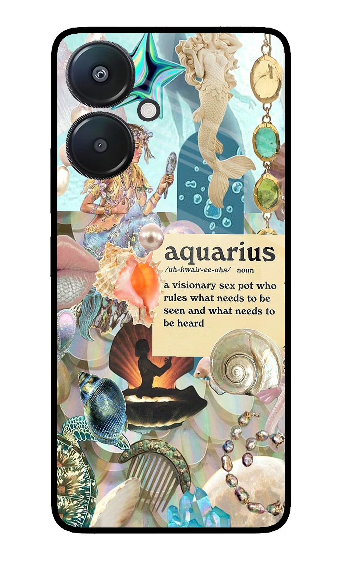 Aquarius Zodiac Redmi 13C 5G Glass Case Back Cover by Casekaro