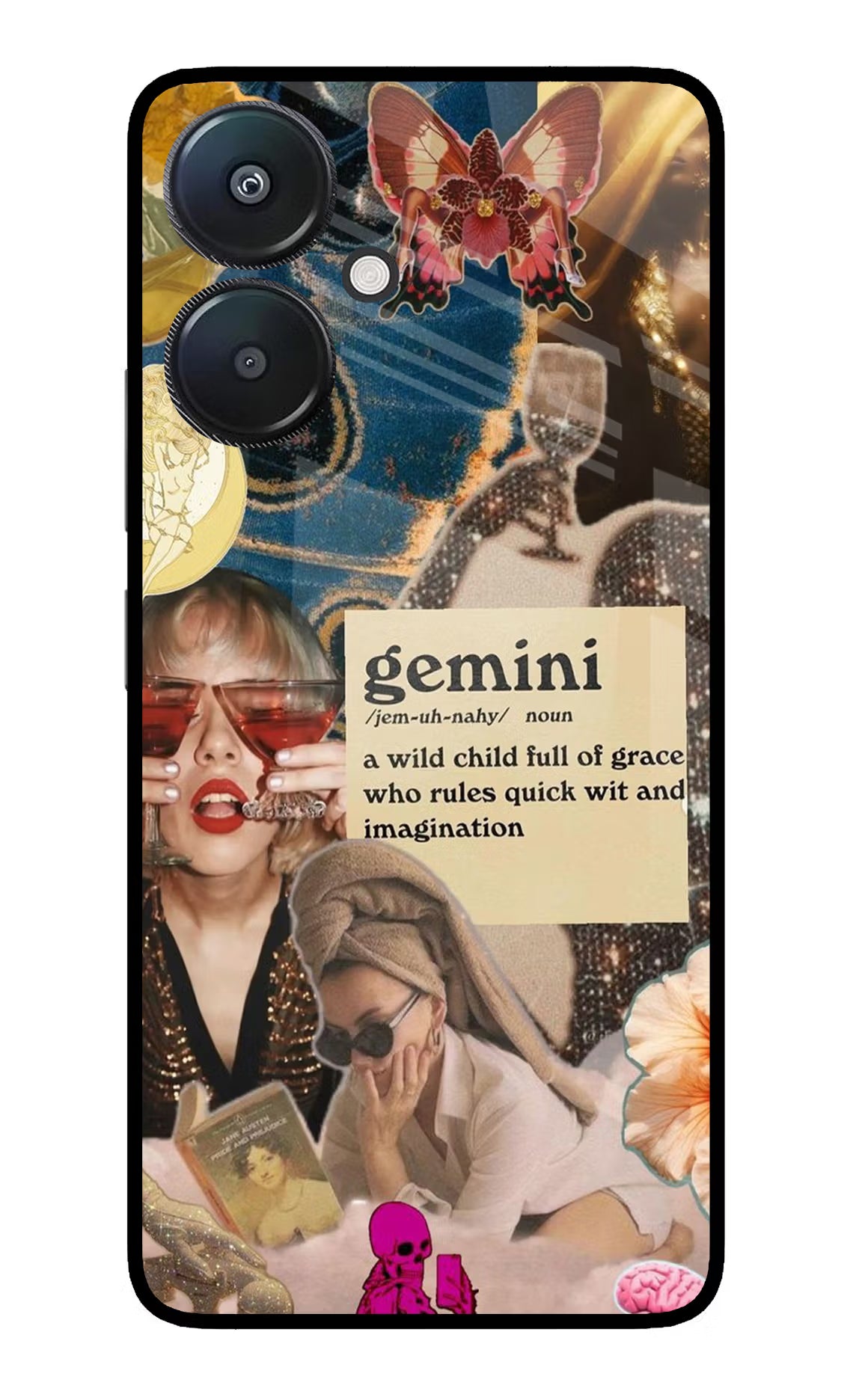 Gemini Zodiac Redmi 13C 5G Glass Case Back Cover by Casekaro