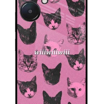 Pink Cats Redmi 13C 5G Glass Case