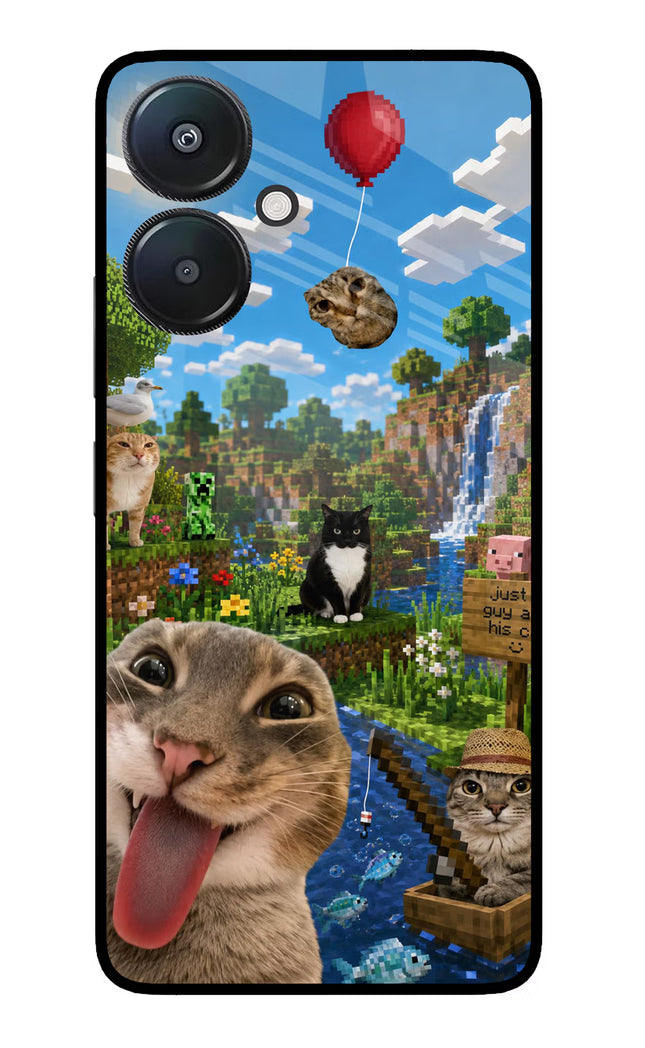 Minecraft Cat Chaos Redmi 13C 5G Glass Case