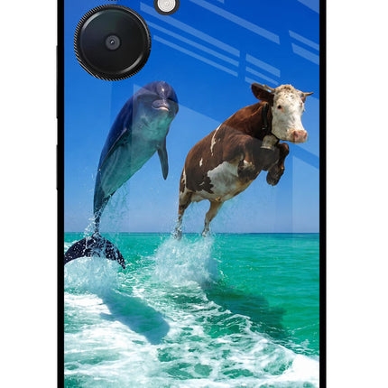 Dolphin vs Cow Redmi 13C 5G Glass Case