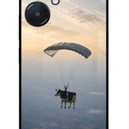 Skydiving Cow Redmi 13C 5G Glass Case