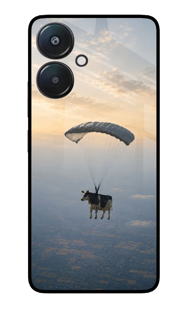 Skydiving Cow Redmi 13C 5G Glass Case