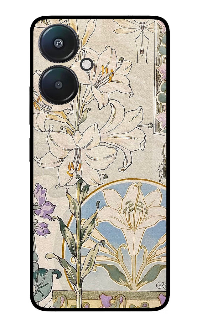 White Lily Redmi 13C 5G Glass Case