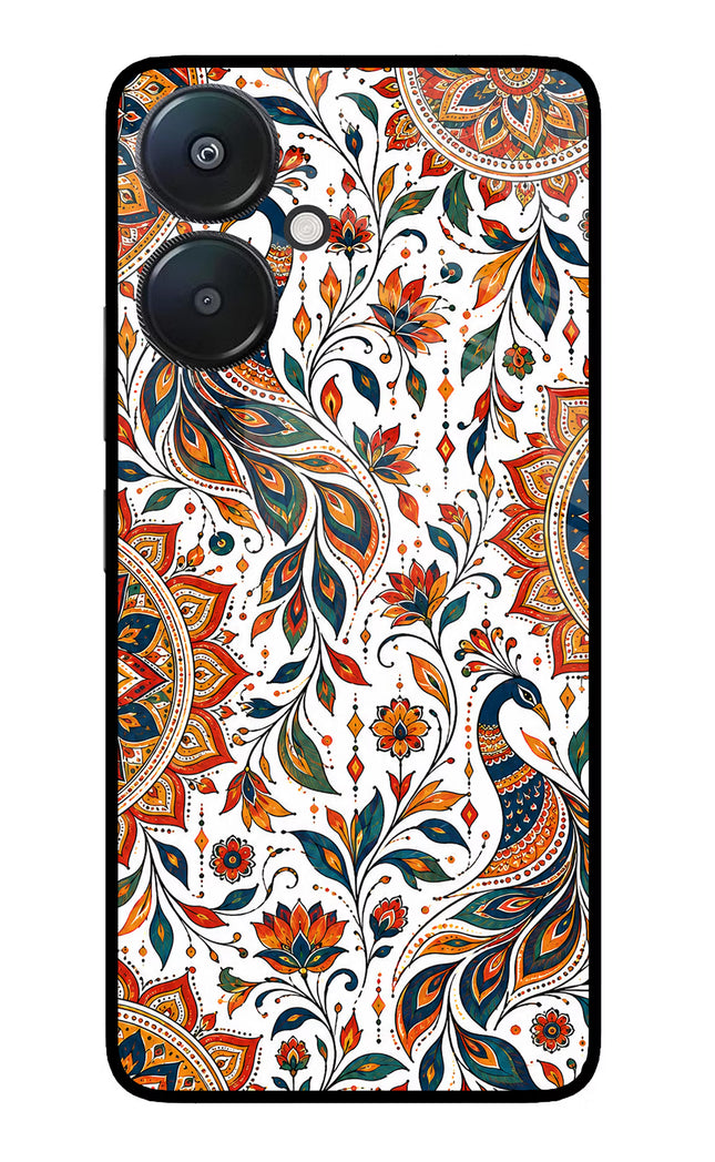 White Mayura Redmi 13C 5G Glass Case