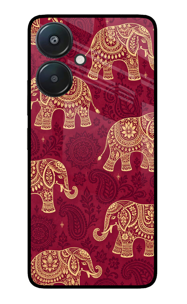 Maroon Elephant Redmi 13C 5G Glass Case