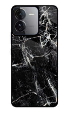 Black Marble Texture iQOO Z9 5G Glass Case Back Cover by Casekaro