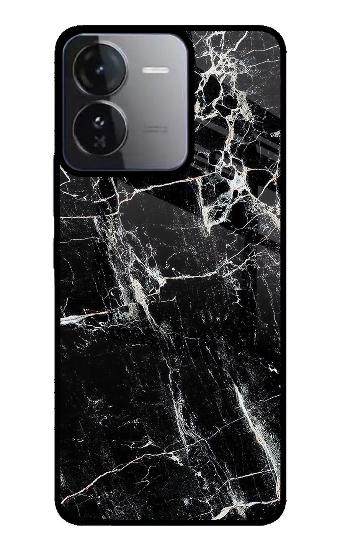 Black Marble Texture iQOO Z9 5G Glass Case Back Cover by Casekaro