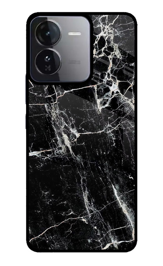 Black Marble Texture iQOO Z9 5G Glass Case Back Cover by Casekaro