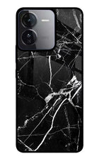 Black Marble Pattern iQOO Z9 5G Glass Case Back Cover by Casekaro