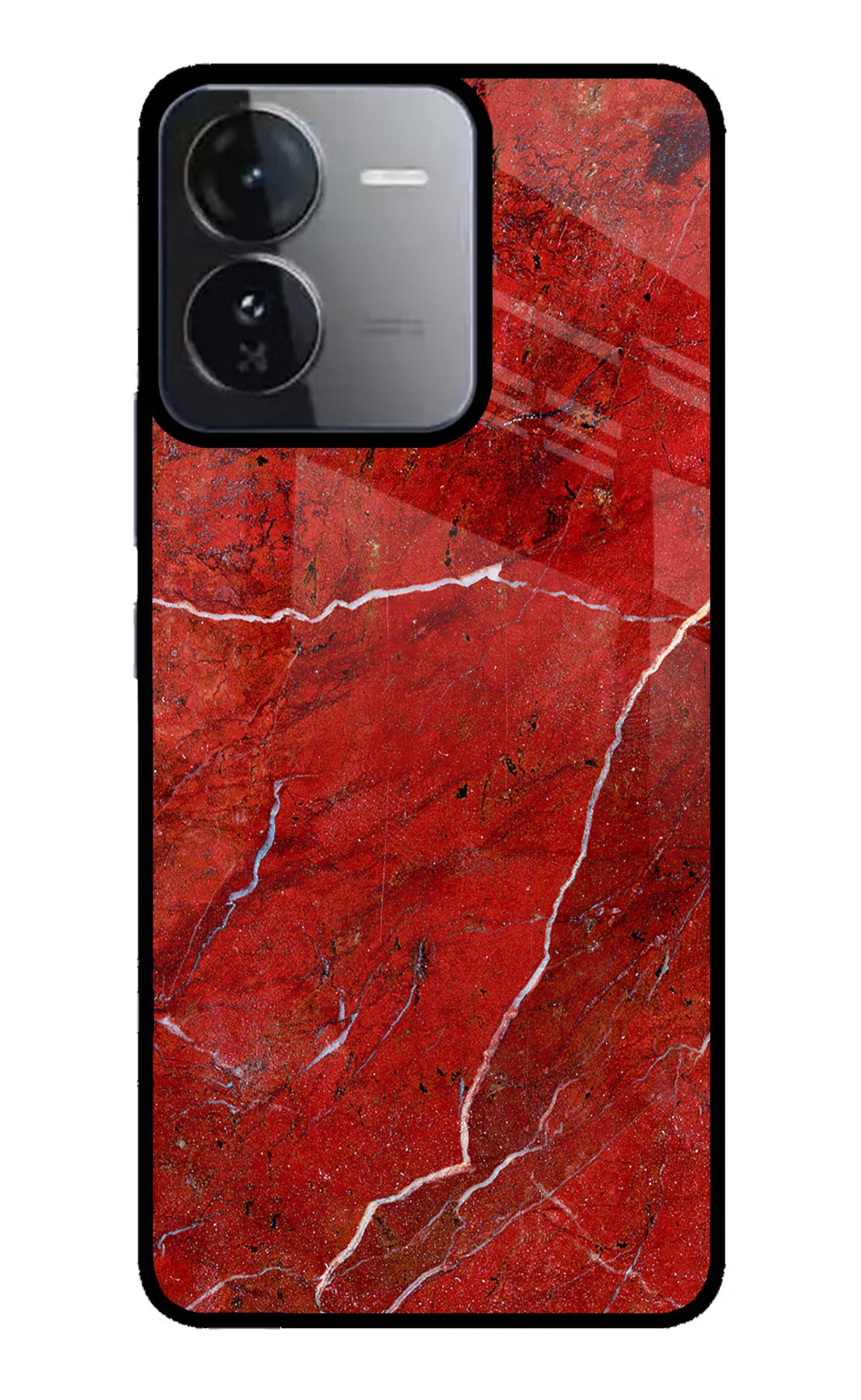 Red Marble Design iQOO Z9 5G Glass Case Back Cover by Casekaro