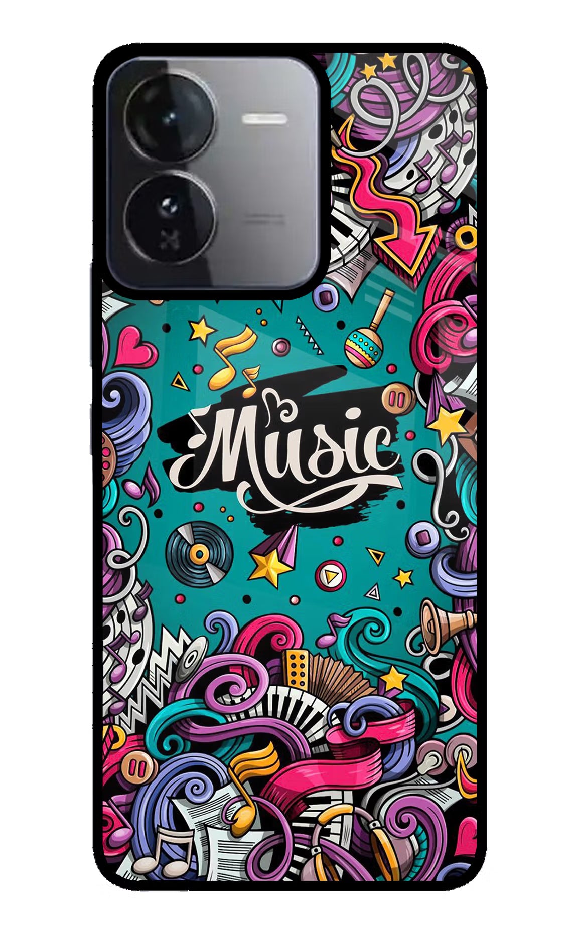 Music Graffiti iQOO Z9 5G Glass Case Back Cover by Casekaro